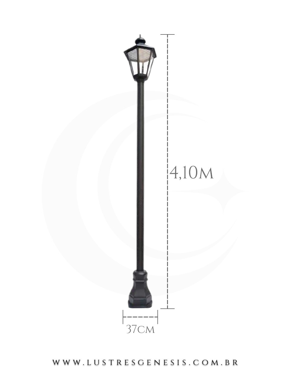 Poste de Jardim Colonial 4,10m Alumínio Fundido com Suporte para Placa Iluminação externa fachada, jardim e área gourmet